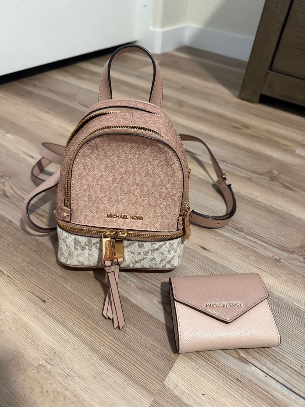 Michael Kors Two-Tone Pink Signature Mini Backpack